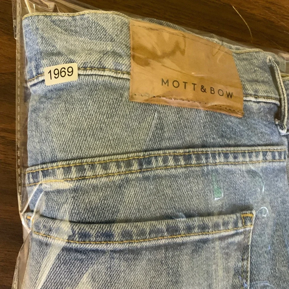 Mott & Bow Slim Bens Medium Blue Wash Stretch Denim Jeans Mens 34x32 NR-1105